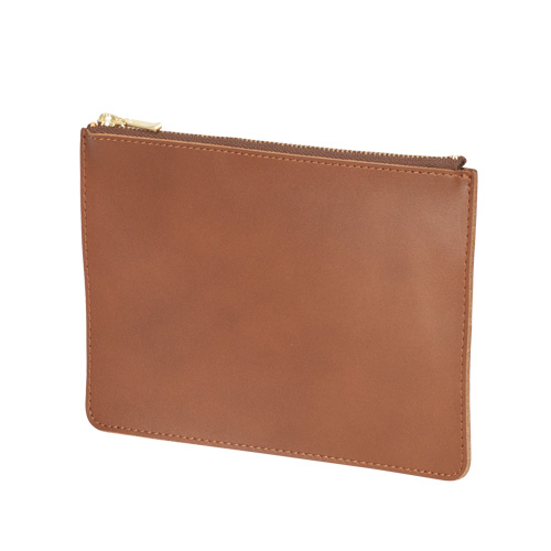 本革ファスナーポーチ(ブラウン)