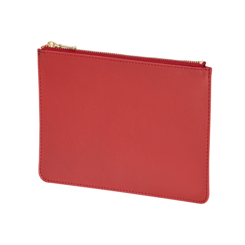 本革ファスナーポーチ(赤)