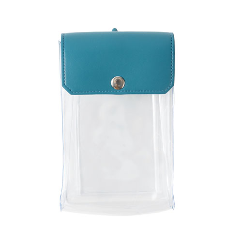 カラーフラップクリアポーチ(縦型)(ブルー)